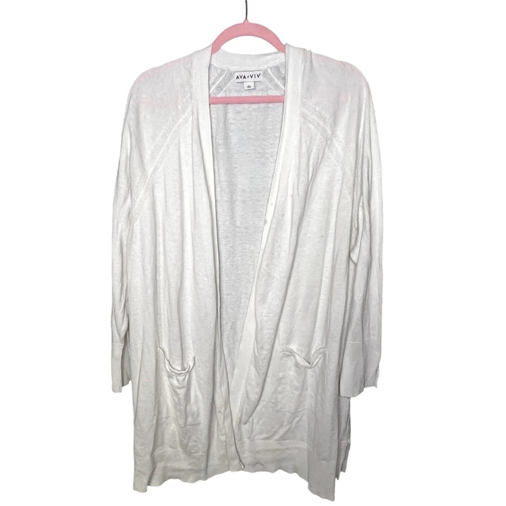 Ava & Viv Ivory Open Front Cardigan Size 1X